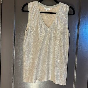 Metallic sleeveless v-neck top